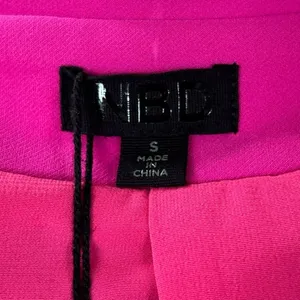 NWT NBD Elisha "Fuchsia" Hot Pink Feather Trim Rhinestone Button Blazer Glam thumbnail 9