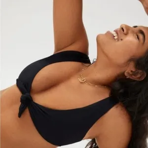 Everlane Bikini Women's Large Swim NWT The Tie-Front Bikini Top Black thumbnail 1