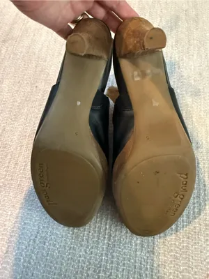Paul Green Munich Black Leather Mule Heels Wood Heel EUC Minimalist Luxe 90s 5 thumbnail 5