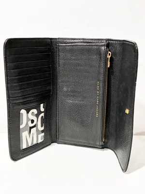Marc by Marc Jacobs Vintage Leather Wallet Black Gold Multi Card Snap Closure thumbnail 2