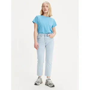 501s Levi's Light Wash Raw Hem High Rise Straight Leg Jeans Size 28 Inseam 32 thumbnail 14