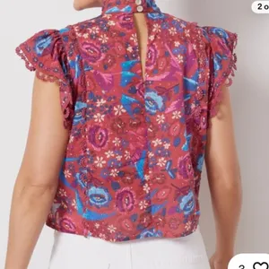 Farm Rio Floral Birds Blush Sleeveless Blouse Size XL $149 boho embroidered fall thumbnail 4