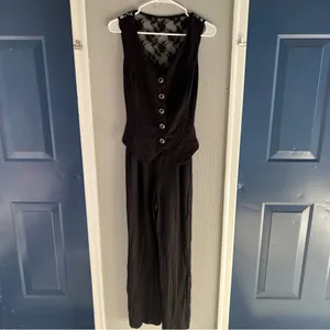 Vintage 80’s 90’s Black Lace-Up Jumpsuit‎ with Relaxed Fit sz 10 Carol Anderson thumbnail 2