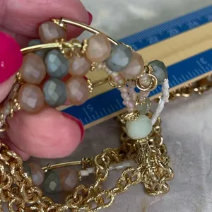 Multi layered faceted pastel stones with a teardrop peach decor boutique thumbnail 9