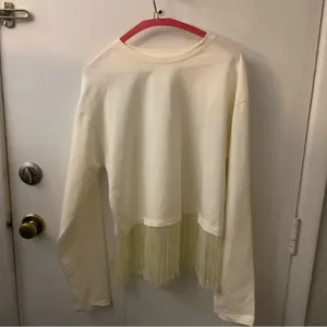 ZARA Trafaluc Ivory Fringe Sweatshirt S Costal Cowgirl Western Festival Rodeo thumbnail 3