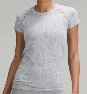 Lululemon Marble Mix Rhino Grey / White Swiftly Tech Short Sleeve Size 4 thumbnail 1