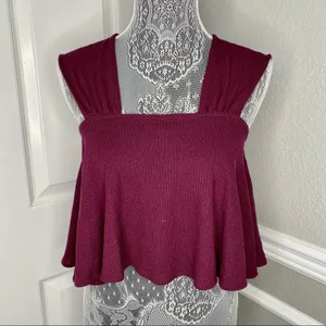FREE PEOPLE Womens XS Ribbed Square Neck Reversible Flowy Crop Tank Top thumbnail 4
