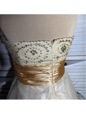 MayQueen Couture mesh mini dress gold beaded strapless fairy princess homecoming thumbnail 6