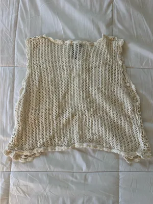 Knitted Beach Vest White Size M thumbnail 3