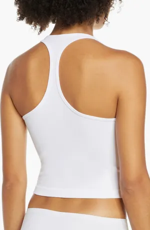 Free People White Ribbed Racerback Tank thumbnail 2