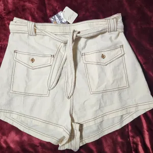 NWT Free People Ynez Retro Tie Waist Pocket Shorts Size L thumbnail 6
