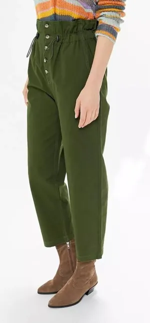 Urban Outfitters XS Olive Green Paperbag Waist Cotton Pants thumbnail 1