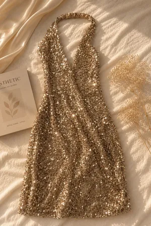 Windsor Gold Sequin Mini Dress Bodycon thumbnail 2