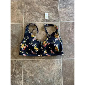 Offline By Aerie Goals Plunge Sports Bra True Black Floral Size Medium thumbnail 3