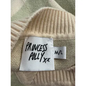 Princess Polly Argyle Sweater Vest Sage Green‎ Cream V-Neck Knit large thumbnail 3