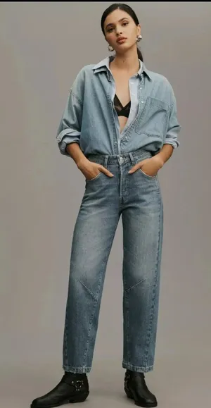 PILCRO reworked high rise tapered jeans size‎ 29 in blue barrel balloon thumbnail 1