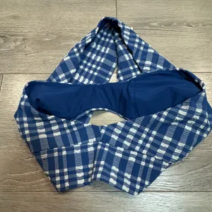 Aerie‎ Blue White Gingham Plaid High Cut Cheeky Bikini Bottom XL High Waisted thumbnail 5