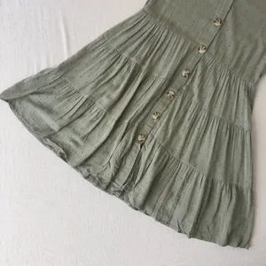 Altar'd State Light Olive‎ Swiss Dot Button Front Mini Dress Boho M nwt thumbnail 11