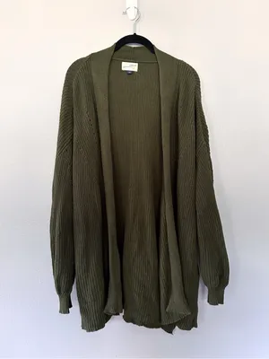 Universal Threads Olive Green Textured Knit Open-Front Cardigan XL thumbnail 5