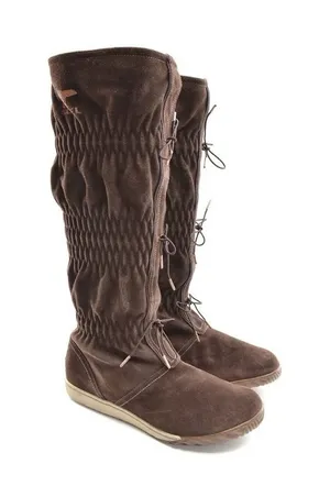 Ladies Sorel Firenzy Tall Wool Lined Winter Boots 8 Brown Suede Flats Shoes Snow thumbnail 1