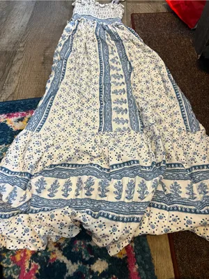 Zara blue and white printed midi dress thumbnail 6