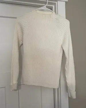 Relativity Ivory Ribbed Mock Neck Sweater thumbnail 1