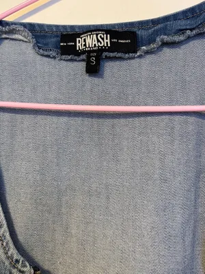 Rewash 90s Y2K Sleeveless Tank Full Zip Belted Denim Mini Dress Womens Small thumbnail 3
