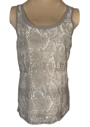 3124 | Express Snakeskin Print Sequin Scoop Neck Tank Top Taupe Women S thumbnail 1