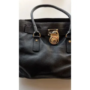 Vintage Michael Kors Carine Pebbled Leather Satchel Black Tote Shoulder Bag thumbnail 2