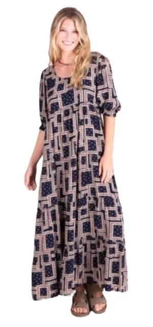 Natural Life Collette Navy Floral Maxi Dress size L thumbnail 1