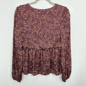 Louna Revolve Floral Ruffle Hem Top V Neck Romantic Longsleeve‎ Blouse thumbnail 8