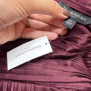 Banana Republic Burgundy Satin Pleated Cami Top XL Crossback NWT thumbnail 7