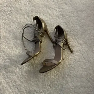 NWT Charlotte Russe Cassie gold lace up heels. Size 8 thumbnail 4