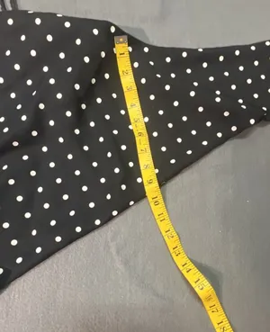 Black and White Polka Dot Ruffled Mini Dress with Belt and Keyhole Back thumbnail 10