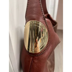 B. Makowsky Brown Suede Leather & Gold Shoulder bag rare find thumbnail 2