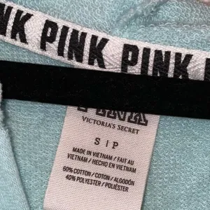 Victoria's Secret PINK Hoodie‎ Small Aqua Blue Pullover Sweatshirt Logo Sleeve thumbnail 5