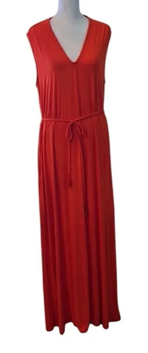 Matilda Jane flaming orange szL sleeveless braided tassel tie maxi dress EUC thumbnail 1