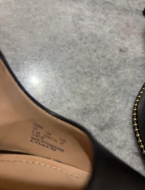 Coach black leather pointed toe pumps with gold studs along the edge, size US 6.5 thumbnail 2
