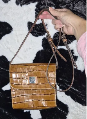 Dooney & Bourke Brown Croc-Embossed Leather Crossbody Bag thumbnail 1