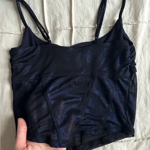 Urban Outfitters Black and Blue Shimmer Cropped Corset style cami thumbnail 4
