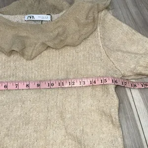 Zara alpaca wool blend ruffle sleeve lightweight knit sweater size medium thumbnail 8