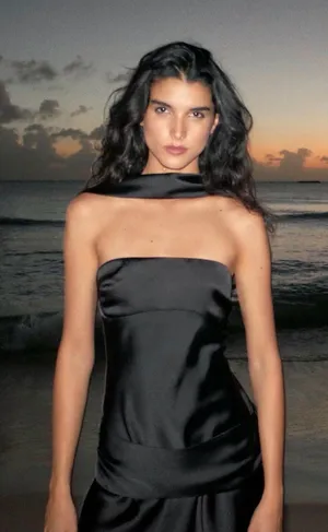 ZARA Satin Black Scarf Dress thumbnail 1