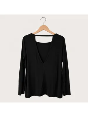 GapFit Black Open Back Long Sleeve Workout Top Athletic Yoga Shirt Large thumbnail 2