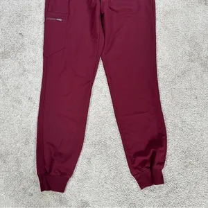 Figs Women’s High Waisted Zamora Jogger Scrub Pants Pull On in Burgundy ST thumbnail 6