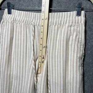 A New Day‎ Tan White Striped Linen Blend Wide Leg Drawstring Pants XS thumbnail 5