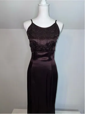 GUNNE sax Espresso Satin Maxi Dress Size 7/8 thumbnail 2