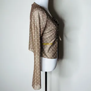 Motel Rocks Araceli Brown Polka Dot Tie-Front Top thumbnail 7