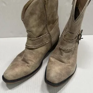 Roper Western Boots Womens 10 Beige Ankle Zip‎ Buckle Pointed Toe Low Heel thumbnail 7