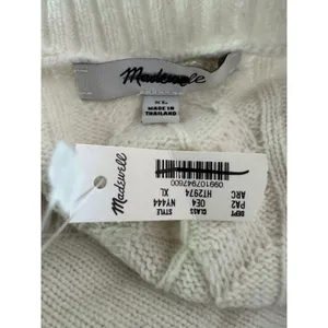 NWT Madewell V-Neck Pullover Cream Sweater Merino Wool Size XL thumbnail 5