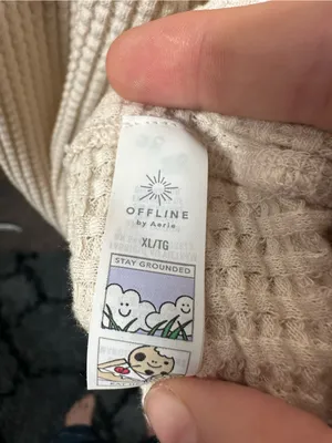 S77. Aerie Cream Waffle Knit V-Neck Sweater thumbnail 4